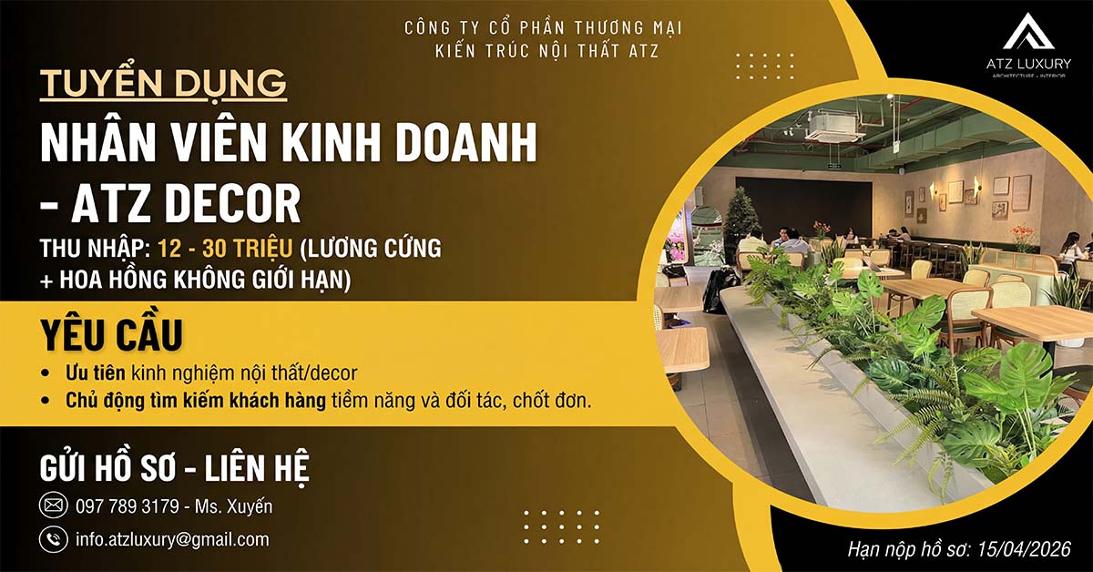 Tuyển dụng nhân viên kinh doanh cho ATZ DECOR tháng 4/2026缩略图