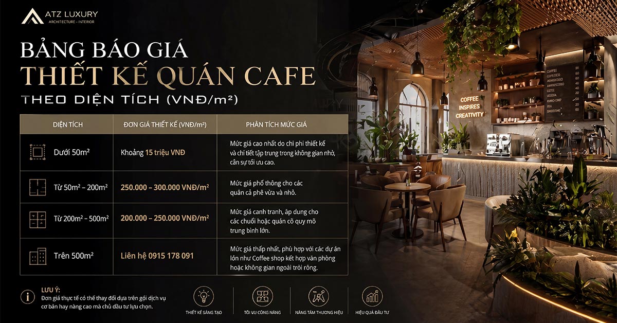 Bảng báo giá thiết kế quán cafe trọn gói chi tiết 2026缩略图
