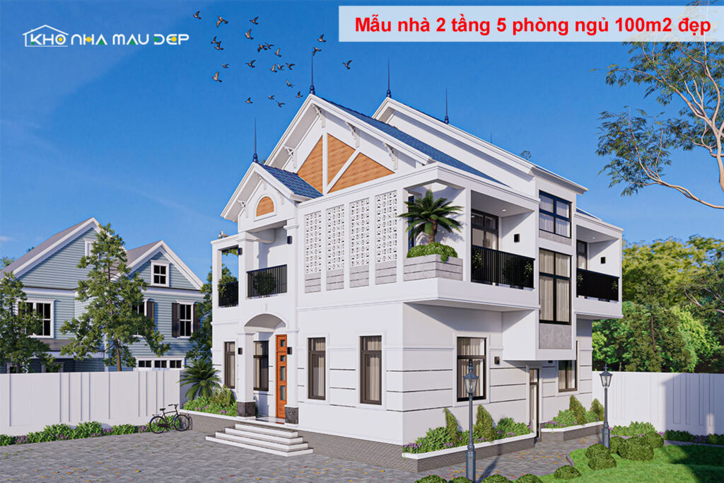 92+ Mẫu nhà 2 tầng 5 phòng ngủ 100m2 đẹp, kèm dự toán chi tiết缩略图