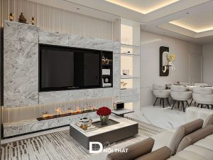 Dự án thiết kế nội thất chung cư 80m2 2PN tại The Sun Mễ Trì缩略图